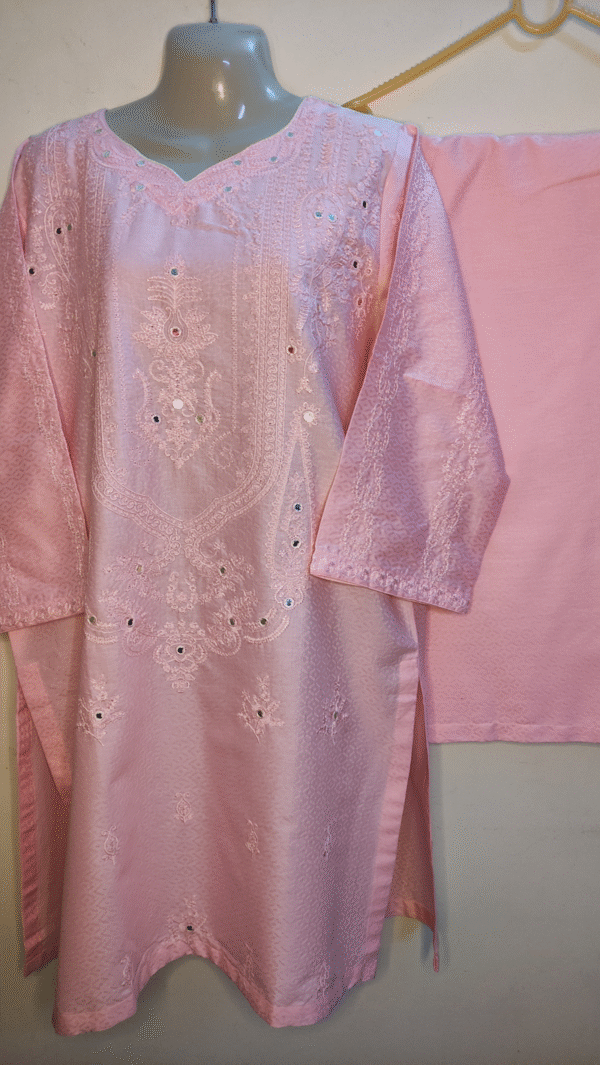 2-PC Lucknowi Chikankari Pure Cotton - Pink