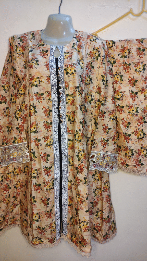 2-Piece Printed Lawn Suit – Beige