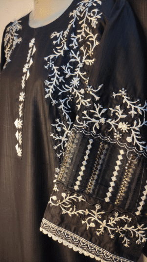 2-PC Premium Cotton lawn Floral – Black