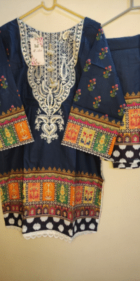 2-PC Premium Printed Cotton Lawn – Electric Blue