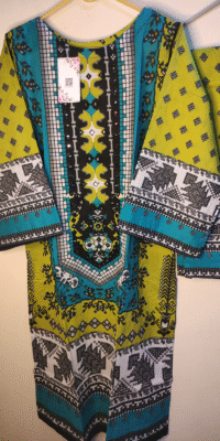 2-PC Premium Printed Cotton Lawn – Lime Green