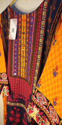 2-Piece Premium Printed Cotton Lawn Suit – Aesthetic Orange