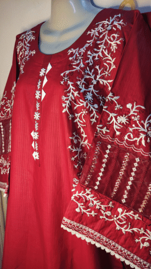 2-PC Premium Cotton lawn Floral – Red