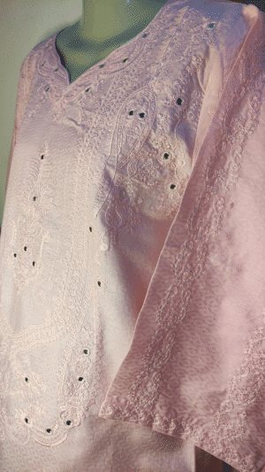 2-PC Lucknowi Chikankari Pure Cotton - Pink