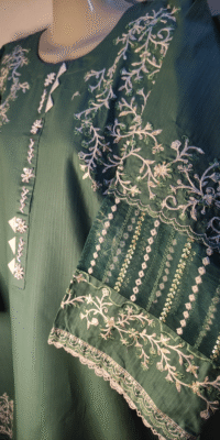 2-PC Premium Cotton lawn Floral – Dark Green