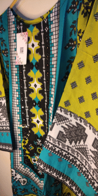 2-PC Premium Printed Cotton Lawn – Lime Green