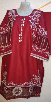 2-PC Premium Cotton lawn Floral – Red