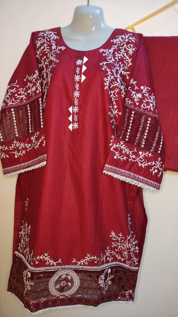 2-PC Premium Cotton lawn Floral – Red