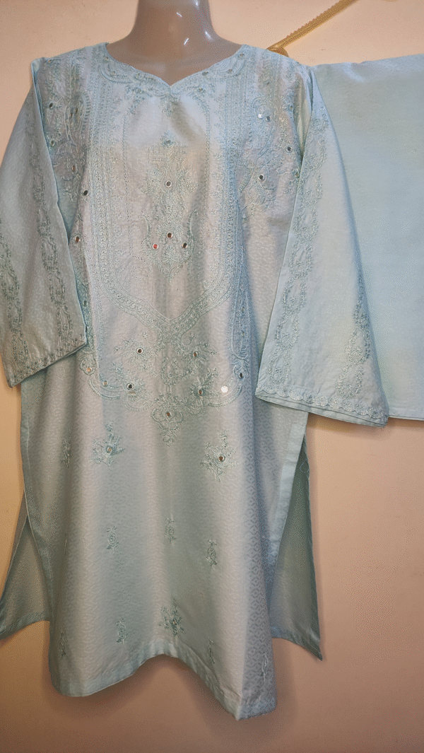 2-PC Lucknowi Chikankari Pure Cotton – Light Blue