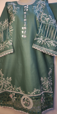 2-PC Premium Cotton lawn Floral – Dark Green