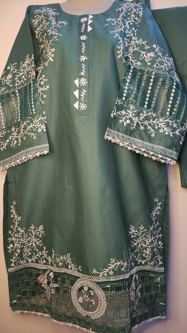 2-Piece Premium Cotton Lawn Floral Suit – Dark Green