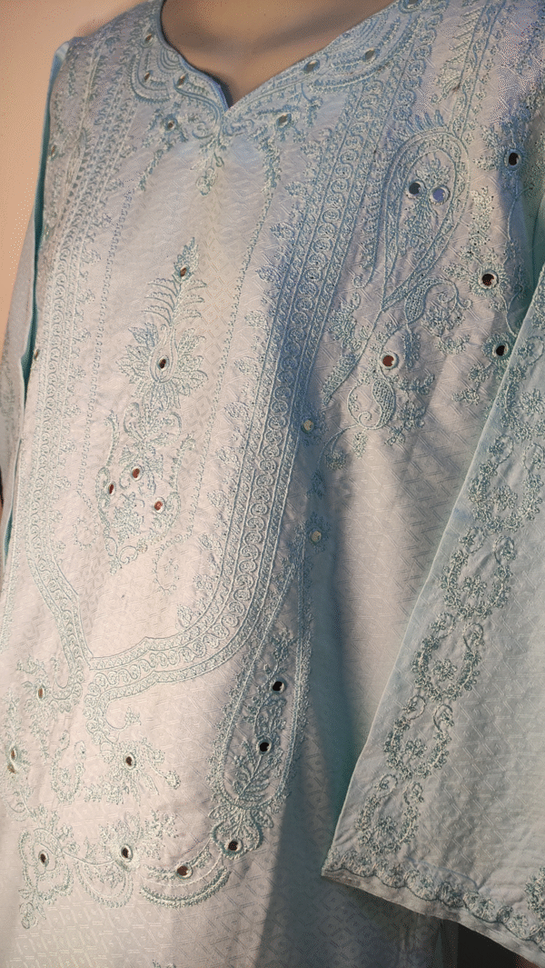 2-PC Lucknowi Chikankari Pure Cotton – Light Blue