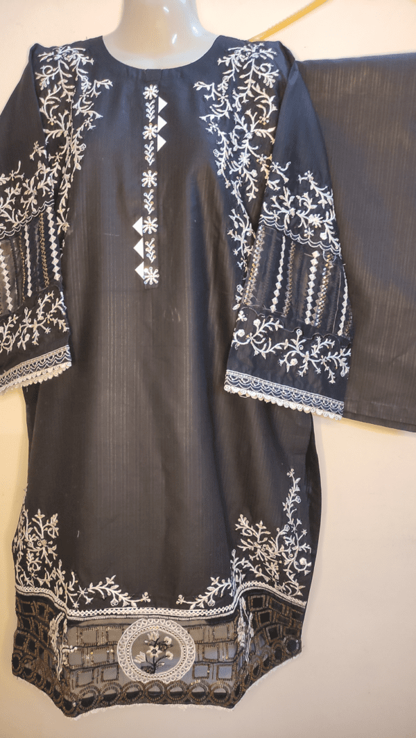 2-PC Premium Cotton lawn Floral – Black