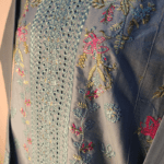 2-PC Cotton lawn Floral Chicken kaari - Stiched - Light Blue