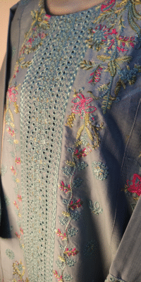 2-PC Cotton lawn Floral Chicken kaari – Stiched – Light Blue