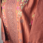 2-PC Cotton lawn Floral Chicken kaari - Stiched - Tea Pink