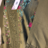 2-PC Cotton lawn Floral Chicken kaari - Stiched - Olive Green